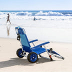 With All-Terrain Wheels 2-in-1 Folding Lounge Chair Cart For Outdoors Sunbathing  Sun Chair Portable Lightweight Collapsible