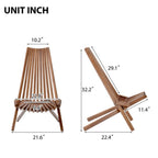 For Garden Or Home Furniture - No Assembly Required Folding Wooden Outdoor Chair - Foldable Low Profile Acacia Wood Lounge Chair