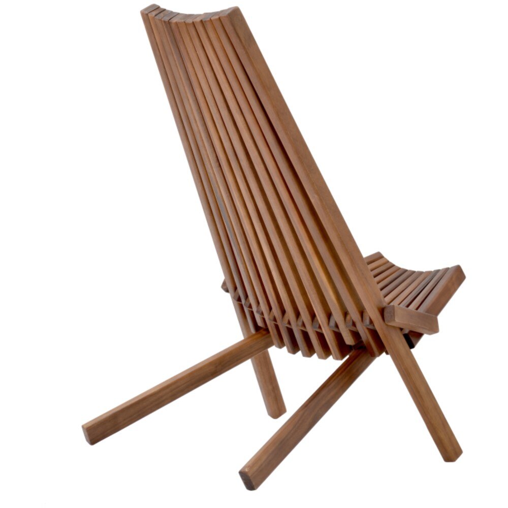 For Garden Or Home Furniture - No Assembly Required Folding Wooden Outdoor Chair - Foldable Low Profile Acacia Wood Lounge Chair