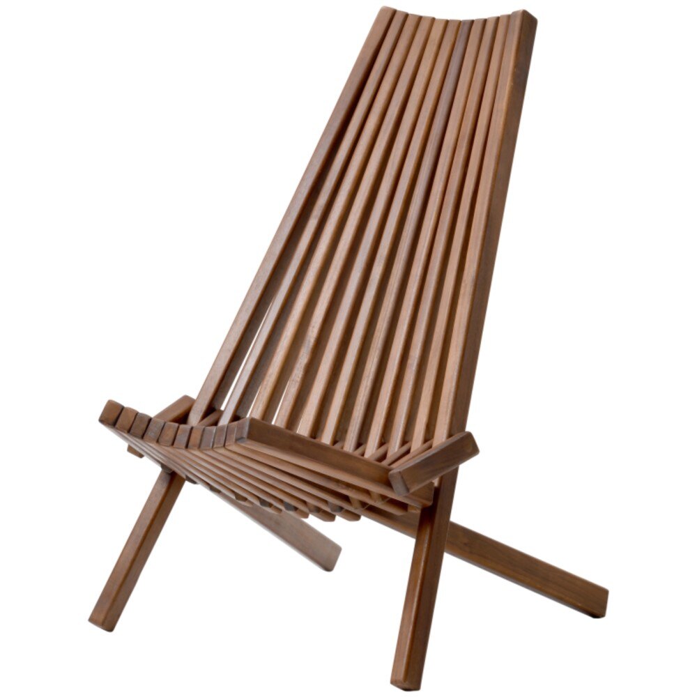 For Garden Or Home Furniture - No Assembly Required Folding Wooden Outdoor Chair - Foldable Low Profile Acacia Wood Lounge Chair