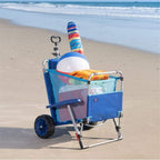 With All-Terrain Wheels 2-in-1 Folding Lounge Chair Cart For Outdoors Sunbathing  Sun Chair Portable Lightweight Collapsible