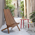 For Garden Or Home Furniture - No Assembly Required Folding Wooden Outdoor Chair - Foldable Low Profile Acacia Wood Lounge Chair