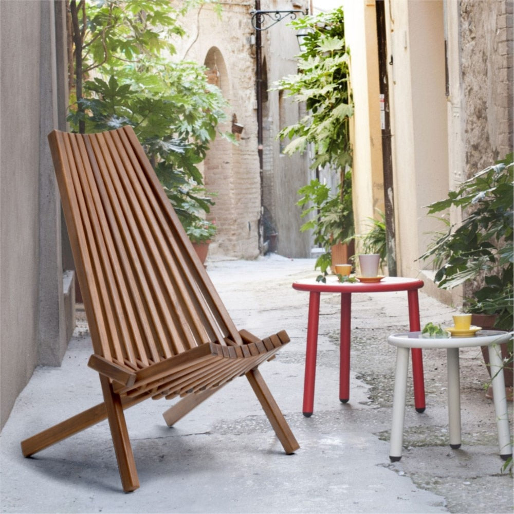 For Garden Or Home Furniture - No Assembly Required Folding Wooden Outdoor Chair - Foldable Low Profile Acacia Wood Lounge Chair