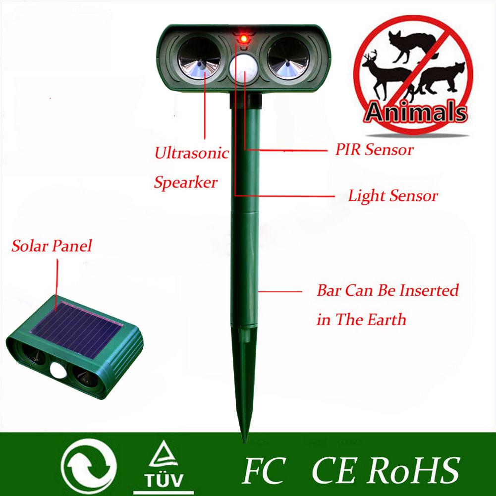 Solar Ultrasonic Repeller Deterrent Pest Cat Dog Fox Deterrent Solar Powered Scarer Repellent Outdoor Garden Tool|Repellents|