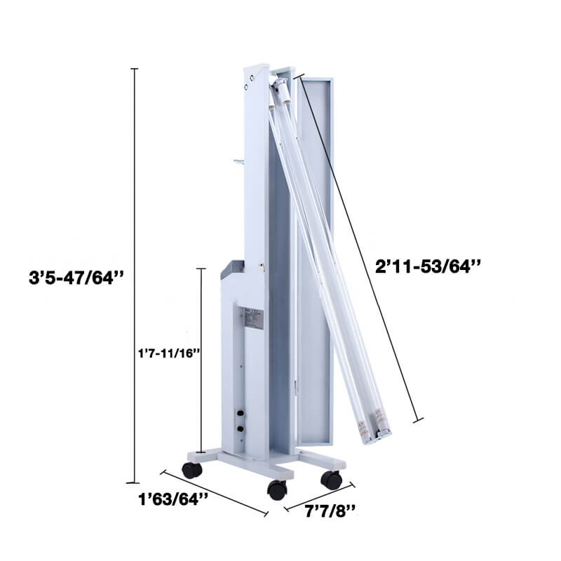 2 Lamp 60W UVC Sterilizer Professional Lamp Disinfection Tool W/ Remote Control & Timer